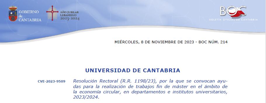 Convocadas las ayudas para la realización de TFM en materia de Economía Circular